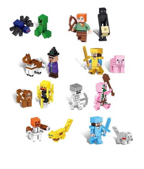 35 Pcs Mine-craft Minifigures Building Blocks Toys Set, Game Pixelated Miner Character Action Fig...