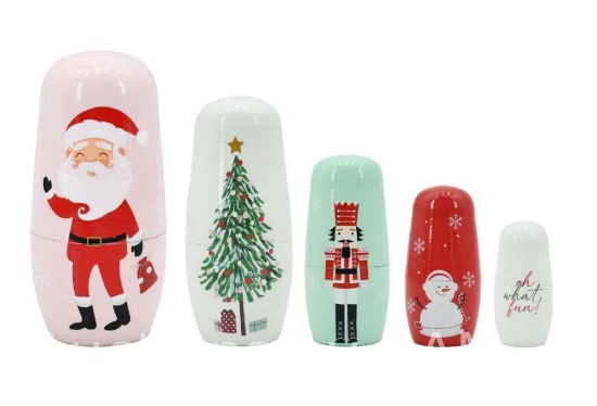 Winter Blush Pink Nesting Doll Set, 5 Pieces, by Holiday Time