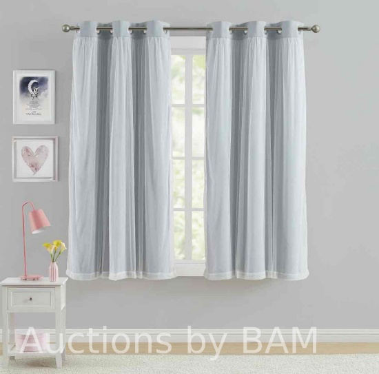 Your Zone Blackout with Sheer Overlay Single Grommet Curtain Panel