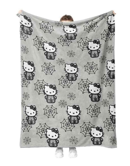 Kawaii Hello Kitty Halloween Series Blanket New Sanrio Kitty Cat Printed Flannel Blanket