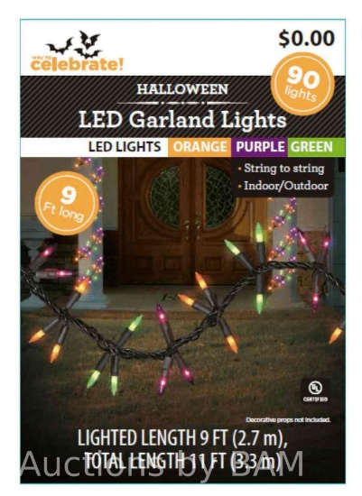 Halloween 90-Count Indoor/Outdoor Multicolor Garland LED Mini Lights, 9, Way To Celebrate