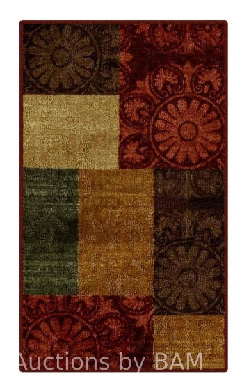 Mainstays Transitional Medallion Block Red Indoor Entryway Accent Rug