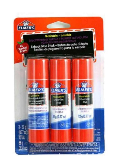 Elmers Disappearing Purple School Giant Glue Sticks, Washable