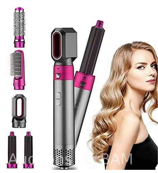 5-in-1 Electric Hair Dryer Brush - Negative Ionic Hair Styler with Detachable Brush Heads