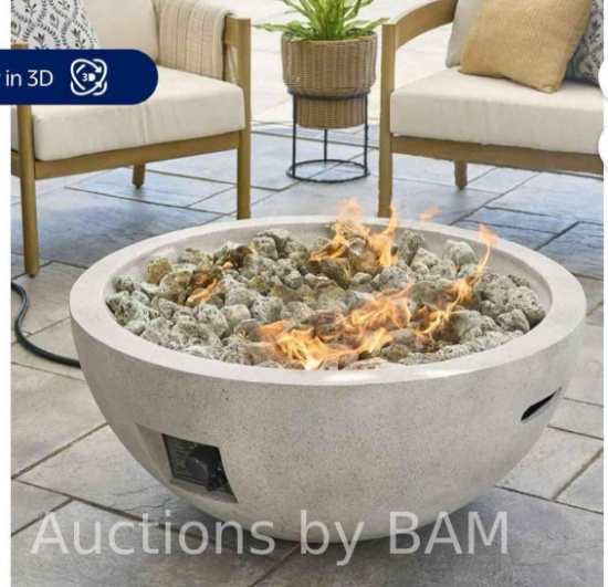 Better Homes & Gardens 36" Round 65,000 BTU Propane Faux Concrete Finish Fire Pit with Tank Hidea...