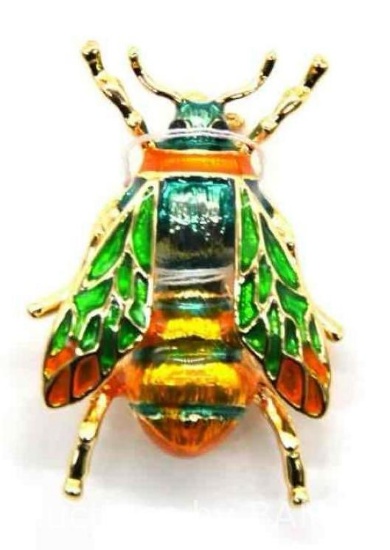 Belagio Rhinestone Metal Brooch, Hornet, Jewel Tone