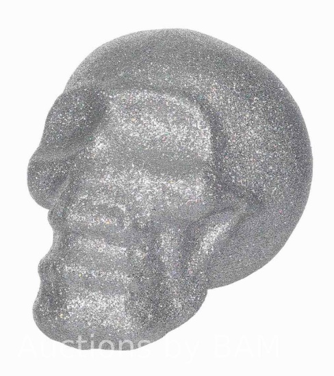 Halloween Silver Glitter Foam Skull Decoration, by Way To Celebrate