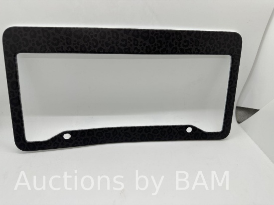 Smoaffly Black Leopard License Plate Frame License Plate Colorful Stainless Steel Rust-Proof