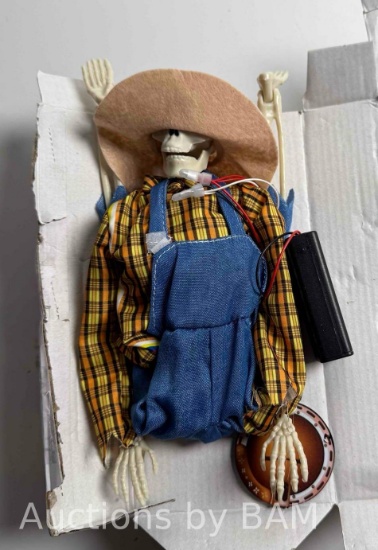 Halloween Skeleton Farmer with Banjo