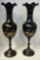 PAIR OF SOLID BRASS ETCHED URN STYLE VASES FROM INDIA H14? $72