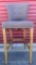 GREY UPHOLSTERY COUNTER HEIGHT ARMLESS CHAIR W NAIL TRIM & WOOD LEGS 19? X 19? H42.5?