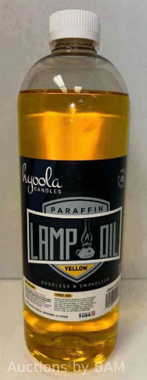 NEW HYOOLA CANDLES 32 OZ YELLOW PARAFFIN INDOOR/OUTDOOR LAMP OIL, ODORLESS & SMOKELESS $18