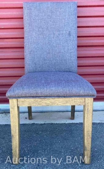 NAILHEAD ACCENT GREY PARSON LINEN DINING CHAIR W RUBBERWOOD LEGS 19? X 20? H39.75?