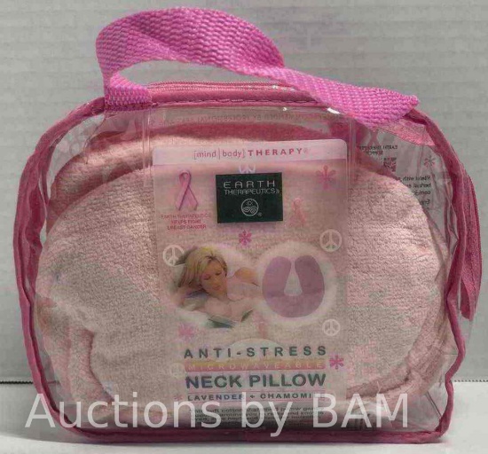 EARTH THERAPEUTICS ANTI-STRESS MICROWAVABLE PINK NECK PILLOW $22