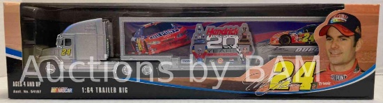 WINNER?S CIRCLE JEFF GORDON #24 HENDRICKS MOTORSPORTS 20 YEARS COLLECTABLE GREY TRAILER RIG TOY $35