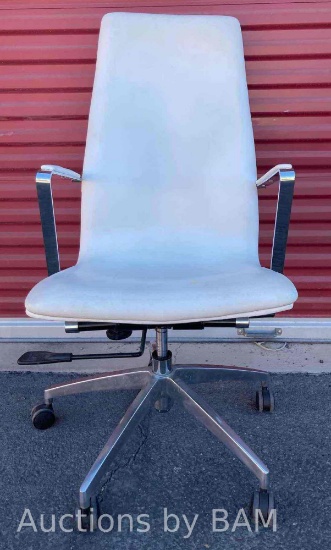 ZUO MODERN HIGH BACK WHITE FAUX LEATHER SWIVEL CHAIR 21? X 24? H43?