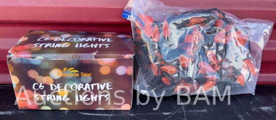 TWINKLE STAR C6 100 LED DECORATIVE STRING LIGHTS, TOTAL LENGTH: 42.8? (2 STRANDS) $40