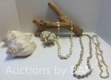 PETRIFIED WOOD, SEA SHELLS, CORAL & SHELL NECKLACES