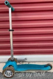 SWISS DESIGN MINI MICRO BLUE BOY KICKBOARD 3-WHEEL SCOOTER WITH GREEN/BLACK MOHAWK HELMET (AGES 2...