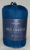 NEW ROYAL BLUE 4PC COSY HOUSE COLLECTION LUXURY BED SHEETS BAMBOO VISCOSE BLEND, CALIFORNIA KING ...