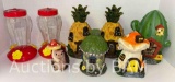 NEW 8PC POLYRESIN GARDEN DECOR & HUMMINGBIRD FEEDERS $20