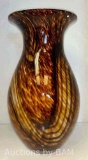 AMBER GOLDEN BROWN HANDBLOWN GLASS VASE H13.75?