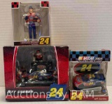 NEW NASCAR JEFF GORDON #24 COLLECTABLE PIT CREW CHRISTMAS THEMED TABLE TOP & 2 COLLECTABLE ORNAME...