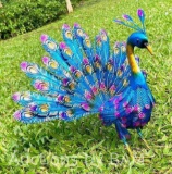 METAL OUTDOOR 3D PEACOCK DECOR/GARDEN STATUE 17.5? X 8.7? H13.5? $30