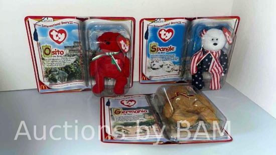 TY MCDONALDS TEENIE BEANIE BABIES PLUSH TOY INTERNATIONAL BEARS II OSITO SPANGLE GERMANIA 2000