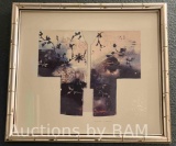 BLACK ROSE FRAMED ARTWORK SIGNED BY MATSHOKA 22INCH X 20INCH