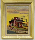 THE FRUIT STAND RUSTIC CANVAS FRAMED ARTWORK SIGNED BY ARTIST 16INCH X 19.25INCH