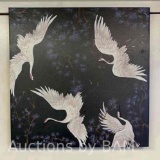 FLYING CRANES VINYL CANVAS ARTWORK 24INCH X 24INCH