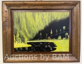 COOL GREEN VIRGIN FOREST CANVAS FRAMED ARTWORK BY GEORGE W BERRY SR 20.5INCH X 16.5INCH