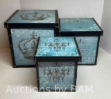 FLEUR DE LIS CROWN DECORATIVE STORAGE BOXES 3 PACK SET MSRP $75.00