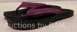 OLUKAI OHANA ORCHID FLOWER PURPLE AND BLACK WATER RESISTANT SANDALS WOMEN?S SIZE 9 MSRP 75.00