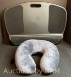 LAPGEAR CUSHIONED LAP DESK W ZIPPER STORAGE AND PORTABLE HEAD REST W CLIP HOOK