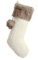 Ivory Cable Knitted Body, Faux Fur Cuff with Faux Fur Fluffy Pompom Ball Christmas Stocking, Xmas
