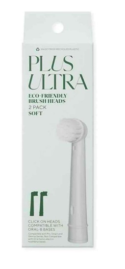 PLUS ULTRA Toothbrush Replacement Heads for Oral-B Electric Toothbrush, Soft, Eco-Friendly, 2 Pack