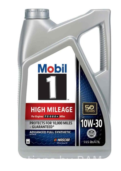 Mobil 1 High Mileage Full Synthetic Motor Oil 10W-30, 5 Quart