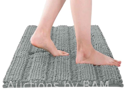 Subrtex Bathroom Rugs Chenille Plush Bath Mat Water Absorbent,16x24, Light Gray