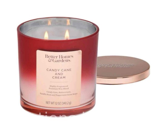 Better Homes & Gardens Candy Cane and Cream Scented 2-Wick 12oz Metallic Ombre Jar Candle