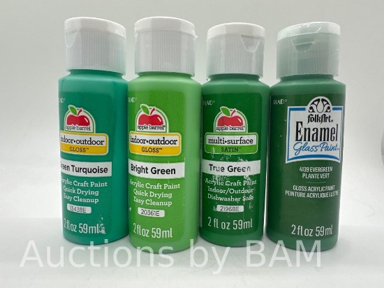 4 Packs of Acrylic Paint, Different Shades of Green