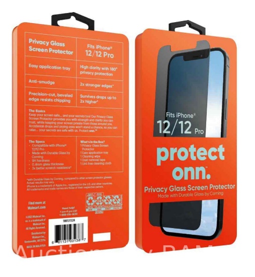 onn. iPhone 12 / 12 Pro Corning Privacy Glass Screen Protector