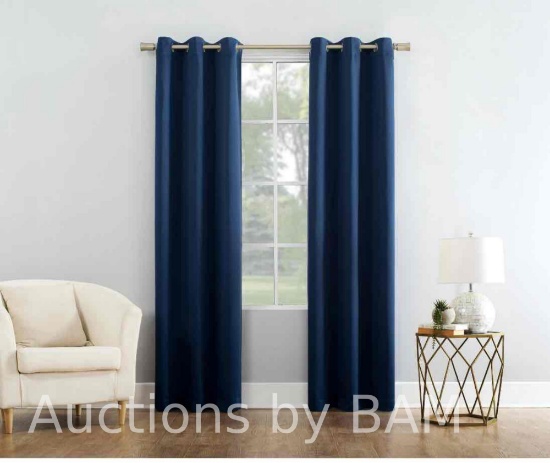 Mainstays Grommet Blackout Single Curtain Panel, Blue, 40W x 95L