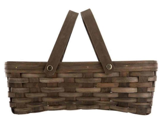 Mainstays Woodchip Storage Basket with Handles, Dark Brown, 6.5W x 12L x 3.94H