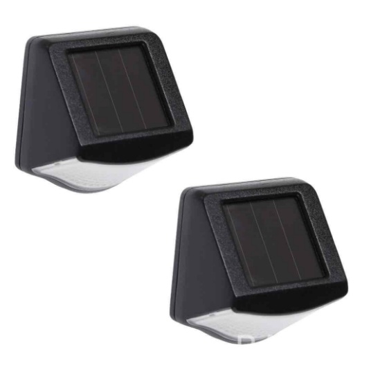 Mainstays 2-Count Solar Powered Black Wall Mountable LED Step Light, 3 Lumens for Decks and Patios