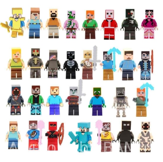 30Pcs Minecraft Mini Action Figures & Accessory, 1.7-in Scale Collectible Toys Playset
