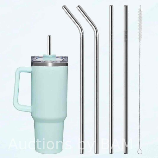 4 PCS Stainless Steel Replacement Straws for Stanley Cup 40oz, Reusable Straws Compatible with