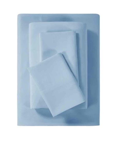 Mainstays Super Soft Brushed Microfiber Bed Sheet Set, King, Placid Blue, 4 Piece