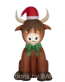 New Christmas Airblown Inflatables Yard Decoration Highlander Cow, 3.5 ft